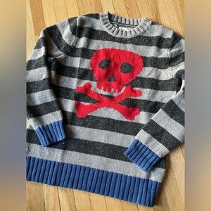Mini Boden Sweater Boys Pirate Skull Wool Blend 7-8 Stripe